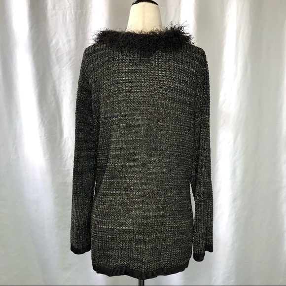 Sigrid Collection textured knit cardigan sweater faux mariboo collar eyelash M - Picture 5 of 11